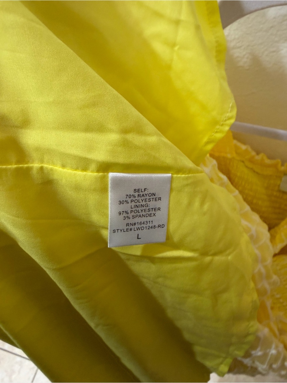 Like NEW Yellow and White Puff Sleeve Smocked Midi Dress - Picture 8 of 11